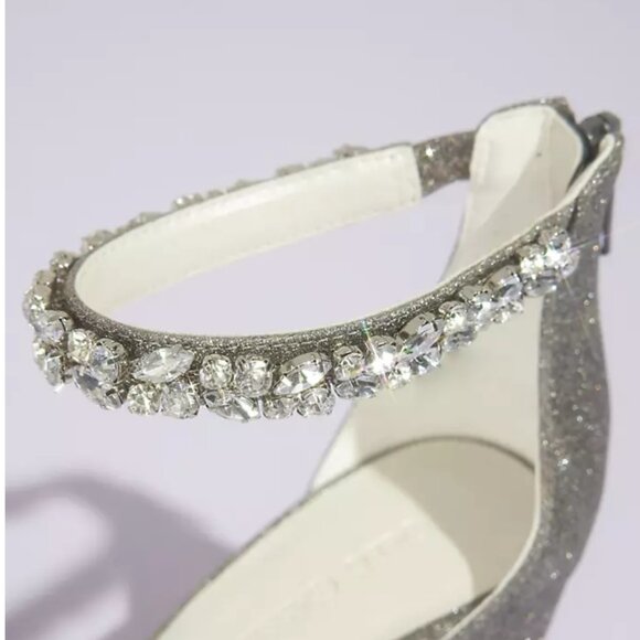 Oleg Cassini Crystal Strap Glitter Pointed Toe Block Heels Size 6 - Picture 3 of 8